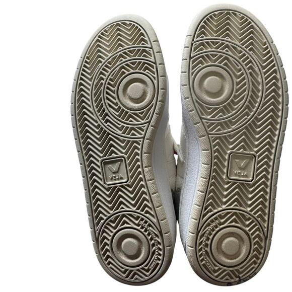 Veja V 10 Iridescent Metallic Sneakers Leather And Canvas White Silver Size 8 - Picture 13 of 13